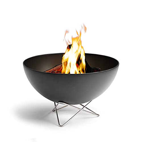 höfats - Bowl Feuerschale mit Drahtfuß - als Feuerstelle, Grill und Plancha nutzbar - für Garten und Terrasse - Stahl emailliert - schwarz