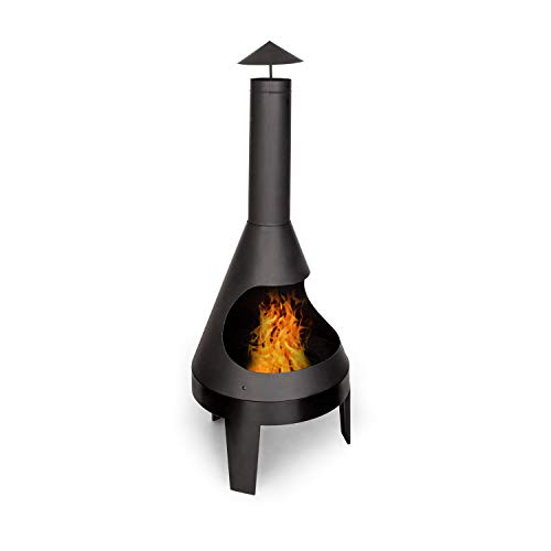 Blumfeldt Hidalgo Feuerstelle Gartenkamin Terrassenofen, 2-in-1: Feuerschale & Grill, Feuerschale: Ø 55 cm, Schürhaken, Aschekasten & Schaufel, FireView, inklusive Grillrost: Ø 42 cm, schwarz