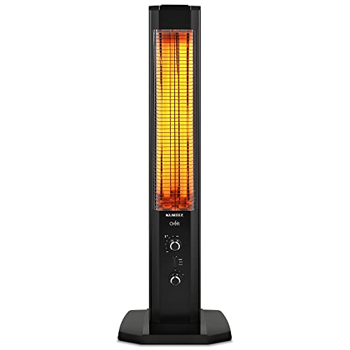 KUMTEL Infrarot Stand Heizstrahler mit Thermostat Infarotheizung für Innen & Außenbereich, 2 Heizstufen, Standgerät, Tragbar, Elegantes Design, 1200 Watt, Schwarz