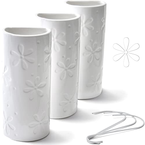 Ligano® Heizkörper Luftbefeuchter mit Blumen-Motiv – Keramik Wasserverdunster für die Heizung – 3 Stück Weiß