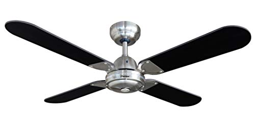Bestron Deckenventilator mit Fernbedienung, Sommer- & Wintermodus, 4 Ventilatorflügel, Ø 101 cm, 50W, Schwarz/Silbergrau