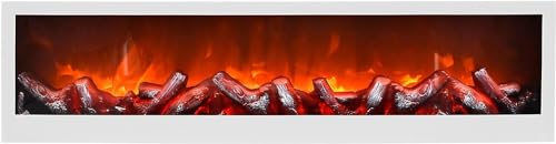 LED Wandkamin Tischkamin Elektrokamin mit realistischer Flammensimulation Kaminfeuer Feuersimulation weiß inkl. Fernbedienung 60x20cm