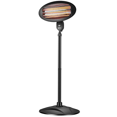 Heizstrahler | Terrassenstrahler | Heizgerät | Elektroheizung | Quarzstrahler | 2000 Watt | Display | Quarzlampe | Überhitzungsschutz | Wandmontage | Spritzwasser geschützt |