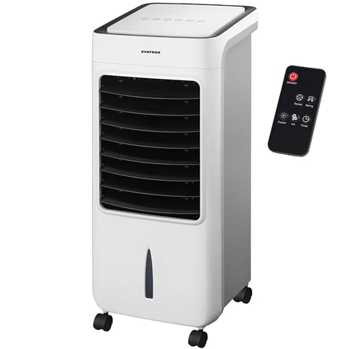 Syntrox Germany Luftkühler mit Fernbedienung Breeze | Wasserkühler | Verdunstungskühler, Timer, Raumklimagerät, mobile Klimaanlage, Ventilator mit Befeuchtung