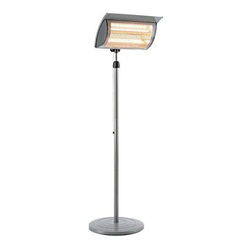 blumfeldt Heat Guard Focus Standheizstrahler - Stand Heizstrahler mit 1000 / 2000 W Leistung, höhenverstellbarer Infrarotstrahler mit Easy Control, Halogen, Außengebrauch, Aluminiumgehäuse, Hellgrau