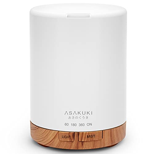 ASAKUKI Aroma Diffuser 300ml für Duftöle, 5 In 1 Ultraschall Aromatherapie Diffusor, Luftbefeuchter mit Timer, Automatischer Abschaltung bei Wasserlosem Zustand Braun