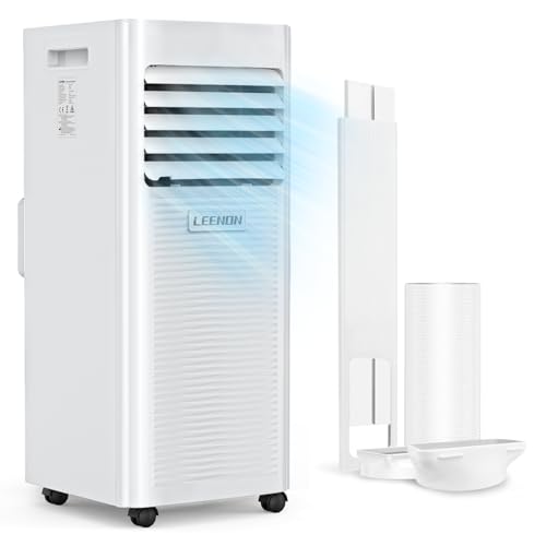 LEENON Klimaanlage Mobil Klimagerät 9000 BTU,3 in 1 Kühlen Entfeuchten Ventilato, 2.6KW Mobile Klimagerät mit Abluftschlauch, Fernbedienung/ 24h-Time, Schlafmodus, für Zuhause Bür bis zu 35 m²