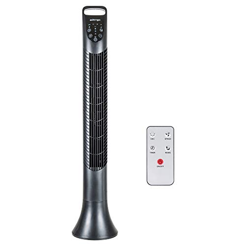 Edaygo Turmventilator Säulenventilator Standventilator mit Fernbedienung & Timer, 40 W, 3 Geschwindigkeitsstufen, Oszillation 70°, Höhe 91,5 cm, Schwarz
