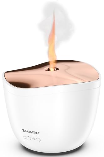 Sharp Aroma Ultraschall Diffuser Zerstäuber mit Kerzenlicht-Effekt für Duftöle & ätherische Öle zur Aromatherapie (weiß/rosé-Gold)