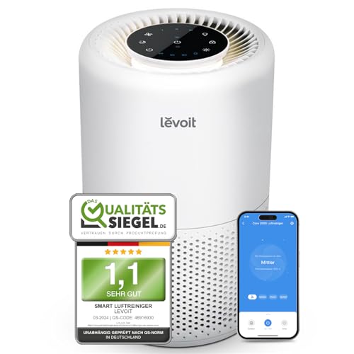 LEVOIT Luftreiniger HEPA Filter für Allergiker, Luftfilter gegen Schimmel Staub Pollen Gerüche, CADR 170m³/h bis zu 35㎡ Raucherzimmer, Air Purifier Schlafmodus Nachtlicht Timer, App Steuerung