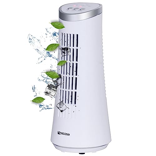 ecosa Tischventilator sehr leise | Ventilator klein | Turmventilator | 30cm Höhe | sehr leise geeignet für Büro Schlafzimmer | Windmaschine | Miniventilator | Luftkühler (Widdow White)