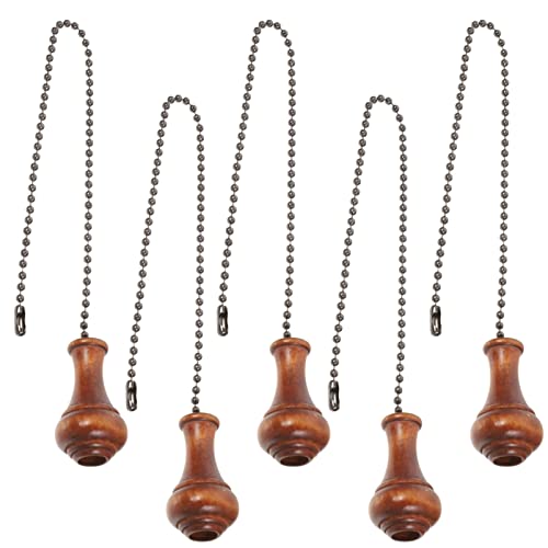 Uonlytech 5 Stücke Deckenventilator Kette Zieht Dekorative Verlängerung Holz Zug Kette Fan Zieht Set Licht Zug Kette Ersatz Für Deckenleuchte Lampe Ventilator Kette