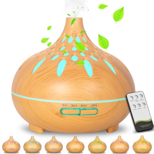 RDDAIPE Aroma Diffuser, 500ml Duftöl Diffuser, Diffusor für Ätherische Öle, Ultraschall Luftbefeuchter Aromatherapie Öle Diffusor mit Fernbedienung und 7 Farben Led,für Zuhause,Schlafzimmer,Raum,Büro