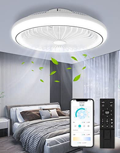 LED Deckenleuchte mit Ventilator,65W Deckenventilator mit Beleuchtung und Fernbedienung Leise & APP,3000-6500K 6 Geschwindigkeiten Speicherfunktion Lampe mit Leise Ventilator für Wohnzimmer Esszimmer