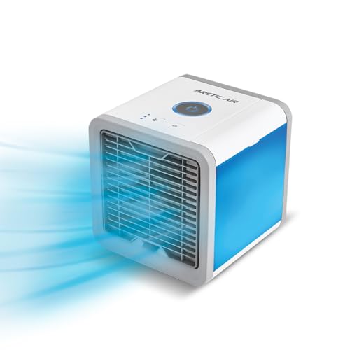 LIVINGTON Arctic Air – Luftkühler mit Verdunstungskühlung – Mobiles Klimagerät mit 3 Stufen & 7 Stimmungslichtern – Mini Kühler, Tankvolumen für 8h Kühlung