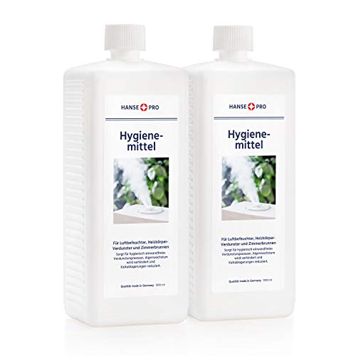 HANSE PRO Hygienemittel, 2 x 1000 ml - Konservierungs-Mittel für Luftbefeuchter, Luftreiniger, Luftwäscher, Heizkörper-Verdunster, Zimmerbrunnen - hält Verdunstwasser hygienisch einwandfrei