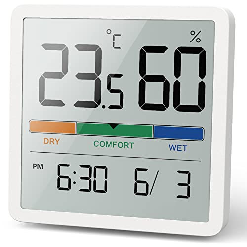 Digitales Hygrometer-Innenthermometer Hochpräzises Thermometer Mit Hintergrundbeleuchtung Und Feuchtigkeitsmesser Aus Holz