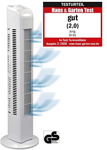 Interior TF35 Säulenventilator Turmventilator 78cm, 3 Stufen Standventilator, Oszillierender Boden Ventilator, Lautstärke max. 57dBA, 45 W, weiss