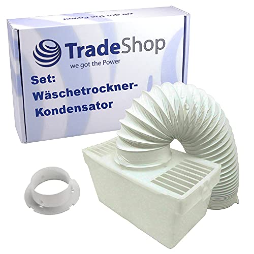 Trade-Shop Universal Set Wäschetrockner-Kondensator, Entlüftungsschlauch, Anschluss-Adapter passend für viele Abluft-Wäschetrockner