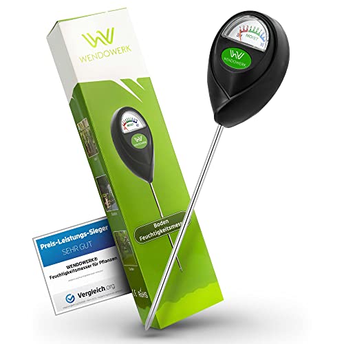 WENDOWERK® Boden Feuchtigkeitsmesser für Pflanzen - [Grün/Schwarz] - Ohne Batterien - Verbessertes Feuchtigkeitsmessgerät Pflanzen [2022] – Premium Bodentester