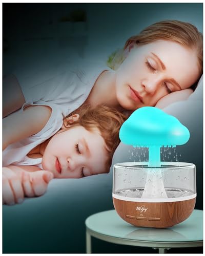 Luftbefeuchter, Regenwolken Humidifier Mit Nachtlicht, Weljoy Luftbefeuchter Schlafzimmer mit 3 Modi & 7 Farben LED-Lichtern, Vernebler Luftbefeuchter für Schlafzimmer, Yoga