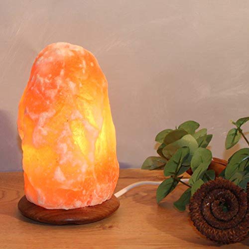 Kristalllampe- Salzlampe aus orangem Salzkristall - aus dem Punjab Pakistan -(Orange 4-6 Kg + Holzsockel)