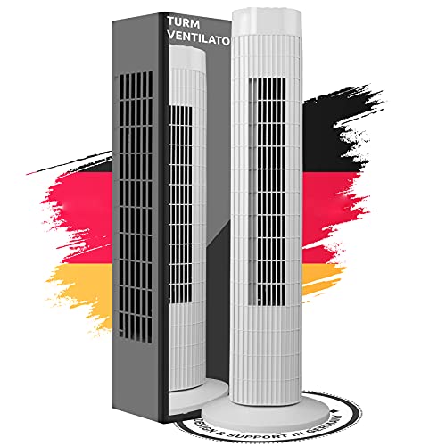 Turmventilator Säulenventilator leise 3 Stärke Stufen Ventilator Schwenkmodus 60° Oszillation drehen 2 h Timer / Std. Timerfunktion 76 cm hoch umweltfreundlich 45 Watt stabiler Standfuß