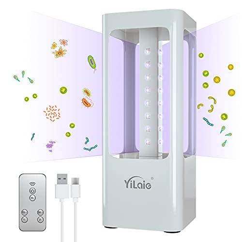 YiLaie UV Sterilisationslampe, 99,99% Sterilisationsrate, UV Desinfektion Lampe, 32 UVC-LEDs keimtötendes Licht,mit Fernbedienung-Bewegungssensor, für zu Hause, Schlafzimmer, Hotel, Büro