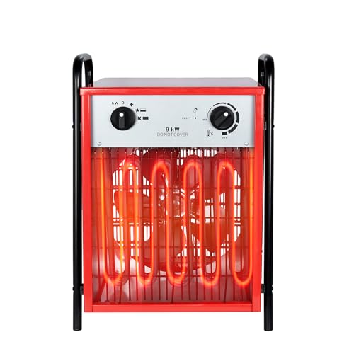 Yznahre Elektroheizer Heizlüfter Bauheizer 9 KW 400V mit 3 Heizstufen, Heizgebläse für Innen- und Außen, Heizstrahler Heizung elektrisch