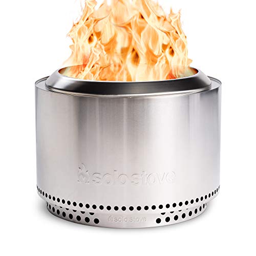 Solo Stove Feuerschale Yukon 2.0 mit Standfuß | Feuerstelle für Raucharme Holzverbrennung, Herausnehmbare Auffangschale, Mobile Outdoor Feuertonne, Edelstahl, 68,5 x 50,5 cm, 18,3kg
