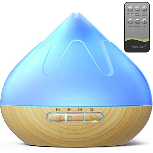 Aroma Diffusor Set für Ätherische Öle 500 ML, 8 x10 ML Ätherische Öle, Aromatherapie Diffuser Mit Fernbedienung,14 Farben LED Mit 4 Timer-Einstellung