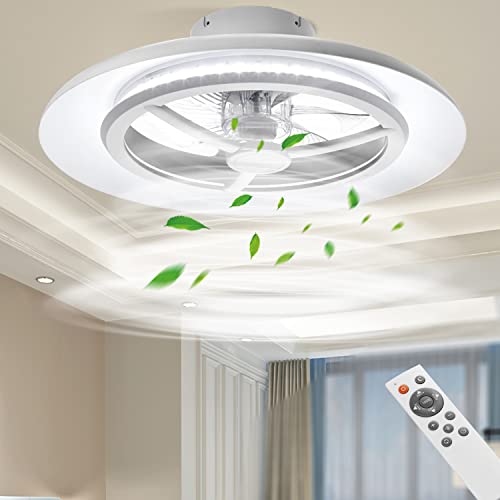 BKZO 55cm LED-Deckenleuchte mit Ventilator, Deckenventilatorleuchten ohne Lampenschirm, Windgeschwindigkeiten einstellbar, dimmbares Licht, moderne Ventilatorbeleuchtung, 3000-5500K