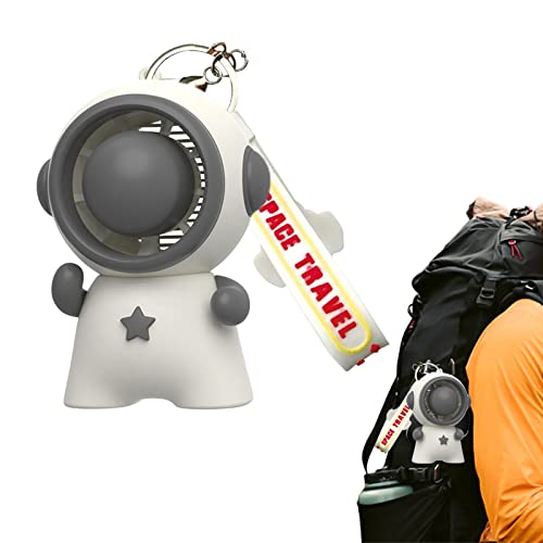 angxiong Astronauten-Fan - Astronaut Space Schlüsselanhänger Abnehmbares Lanyard | Tragbarer oszillierender Standventilator, 3 Geschwindigkeiten, wiederaufladbarer, leiser USB-Mini, Standventilatoren