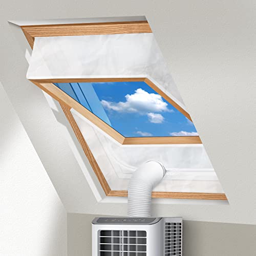 Digiroot Fensterabdichtung für Mobile Klimageräte Dachfenster, Hot Air Stop zum Anbringen an Schwingfenster, Fenster Klimaanlage Abdichtung für Max 380cm Fensterumfang, Fensterkitt Set 2x190cm