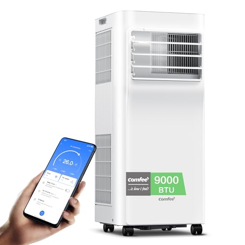 Comfee Mobiles Klimagerät Breezy Cool Pro 2.6,9000 BTU 2,6kW, Kühlen&Ventilieren&Entfeuchten,APP-Steuerung,Raumgröße bis 88m³(33㎡),Mobile Klimaanlage mit Abluftschlauch