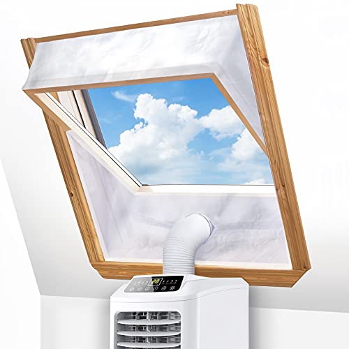 DIGIROOT Fensterabdichtung für Mobile Klimageräte Dachfenster, Klimaanlage Fensterabdichtung Hot Air Stop zum Anbringen an Schwingfenster für max 380cm Fensterumfang, Fensterkitt Set 2x190cm