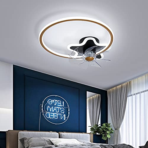 Moderne LED-Deckenventilatoren mit niedrigem Profil und Stummschaltung, dimmbarer 45-W-Deckenventilator mit Lampe mit Fernbedienung, 3-Farben-3-Geschwindigkeits-Fandeliers für Schlafzimmer und Wohnzim