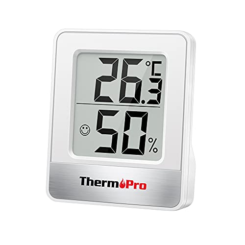 ThermoPro TP49 Kleines digitales Hygrometer, Innenthermometer, Raumthermometer, Temperaturmonitor und Feuchtigkeitsmesser für den Komfort im Büro, zu Hause, Reptilienthermometer