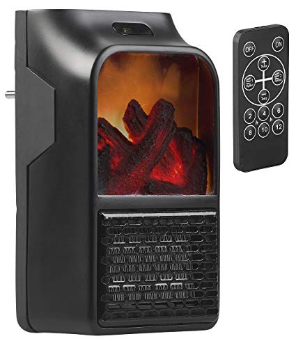 Sichler Haushaltsgeräte Heizer: Steckdosen-Heizlüfter mit Kaminfeuer-Effekt und Fernbedienung, 500 W (Handy Heater)