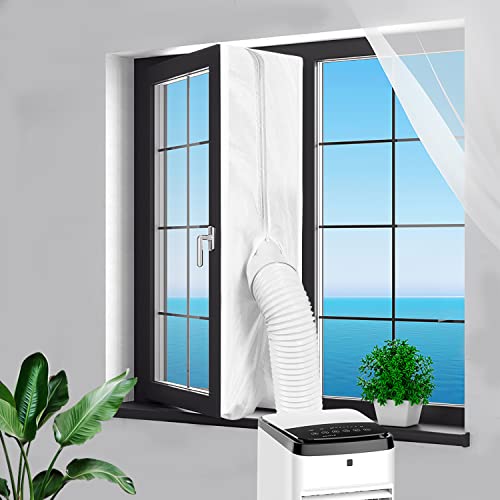 Srjtek Universal-Fensterdichtung für tragbare mobile Klimaanlage und Wäschetrockner, sowie Luftaustauschvorrichtungen, mit Reißverschluss und Hakenband, Heißluftstopp (400cm)