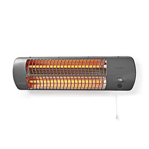 Nedis HTBA10GY Badezimmer-Heizung - 1200 W - Verstellbares Thermostat - 2 Wärme Modes - X4 - Grau