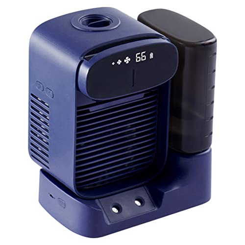 OUHUAN Klimaanlage USB LuftküHler Mini Ventilator Mobile Luftbefeuchtung 2400 MAh Tragbare WassergeküHlte Klimaanlage Blau