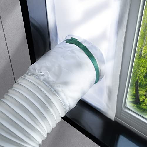 LOVIGA Fensterabdichtung für Mobile Klimaanlagen Wäschetrockner Ablufttrockner,100% Kordelzug Dichtungseffekt Schiebe Klimaanlage Fensterabdichtung 25X102~162cm