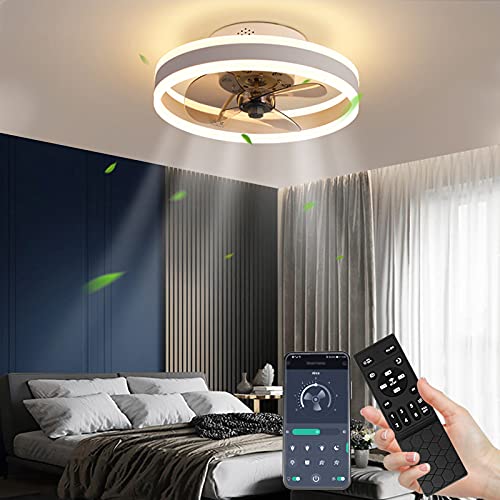 48W LED Deckenventilatoren mit Beleuchtung Dimmbare Ventilator Deckenventilatoren 3 Farbtemperatur (3000-6500K) & 3 Geschwindigkeiten, Deckenventilator mit Lampe für Schlafzimmer Wohnzimmer Ø40cm