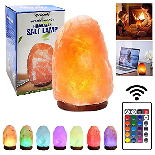 gudong Himalaya Salt Range Pakistan-mit Fernbedienung Steinsalzlampe -Kristall-USB-Pakistan Himalaya-mit 16 Farben LED-Glühbirne für Schreibtisch, Zuhause 4,7 Zoll 1,5 lbs