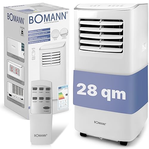 Bomann® Klimaanlage, 3in1 Klimagerät zum Kühlen, Entfeuchten und Ventilieren, mobiles Klimagerät leise mit 7.000 BTU Kühlleistung, Mobile Klimaanlage mit Abluftschlauch und Timer, CL 6061 CB, Weiß