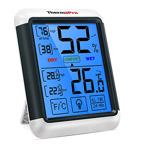 ThermoPro TP55 digitales Thermo-Hygrometer Innen Thermometer Hygrometer Temperatur und Luftfeuchtigkeitmessgerät mit Raumklima-Indikator für Raumklimakontrolle Raumluftüerwachtung