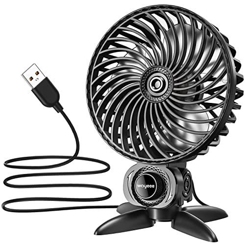 WayEee USB Ventilator Leise Ventilator Klein 360°-Drehung Mini Ventilator, Tischventilator für Desktop, Büro, Schlafzimmer