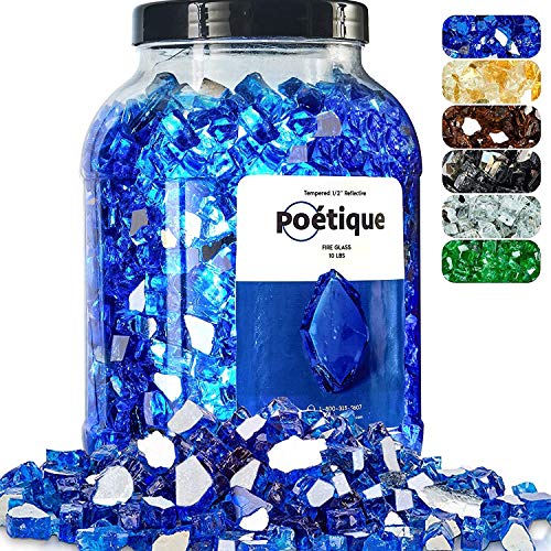 Feuerglas für Propangas-Kamin und -Feuerstelle, reflektierende, gehärtete Feuerglas-Steine für Gaskamin, Kobaltblau, 12 mm, 4,5 kg